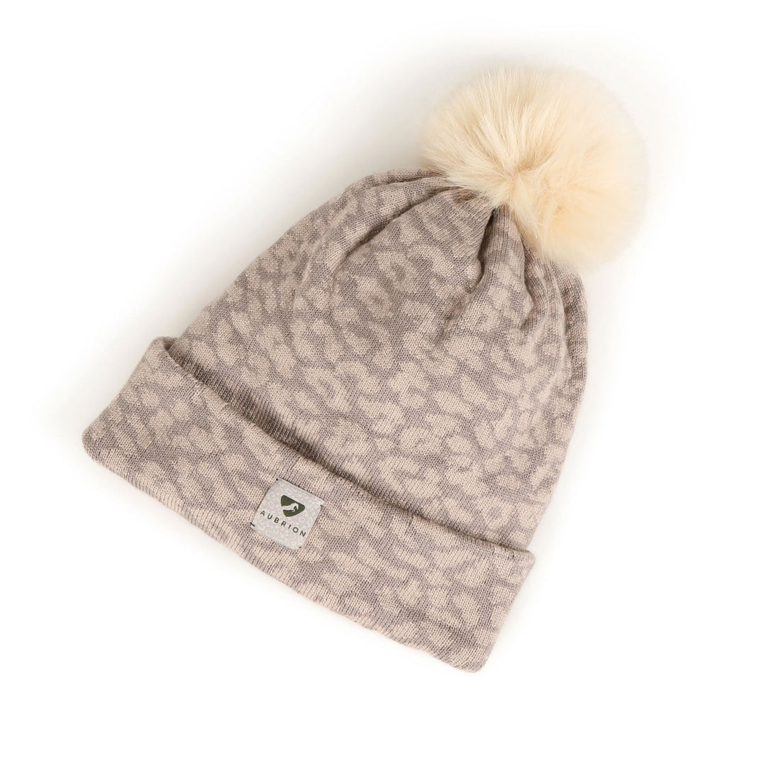 The Aubrion Fleece Lined Bobble Hat in Taupe#Taupe