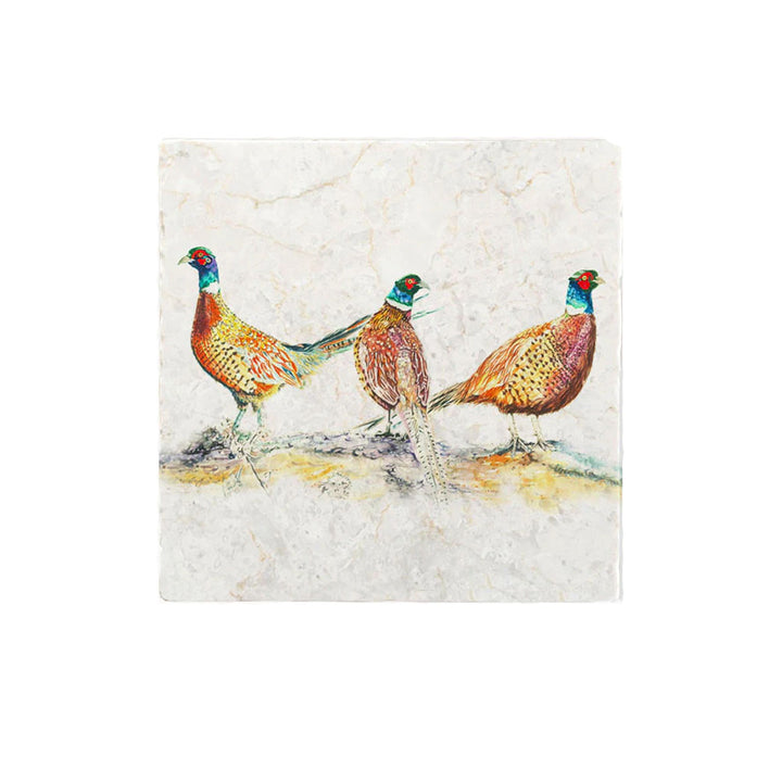 Country Creation Marble Trivet - Pheasant Bouquet