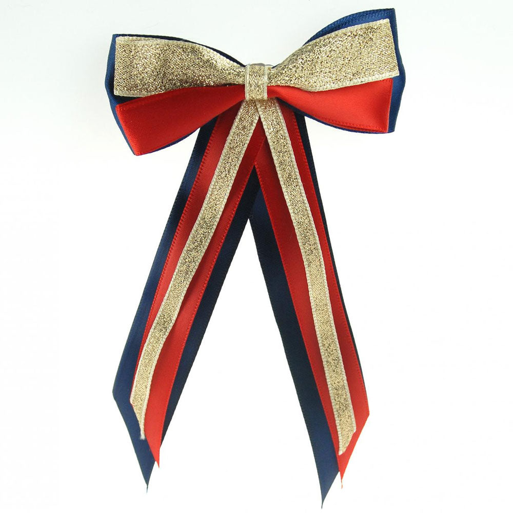 The ShowQuest Hairbow and Tails in Navy Print#Navy Print