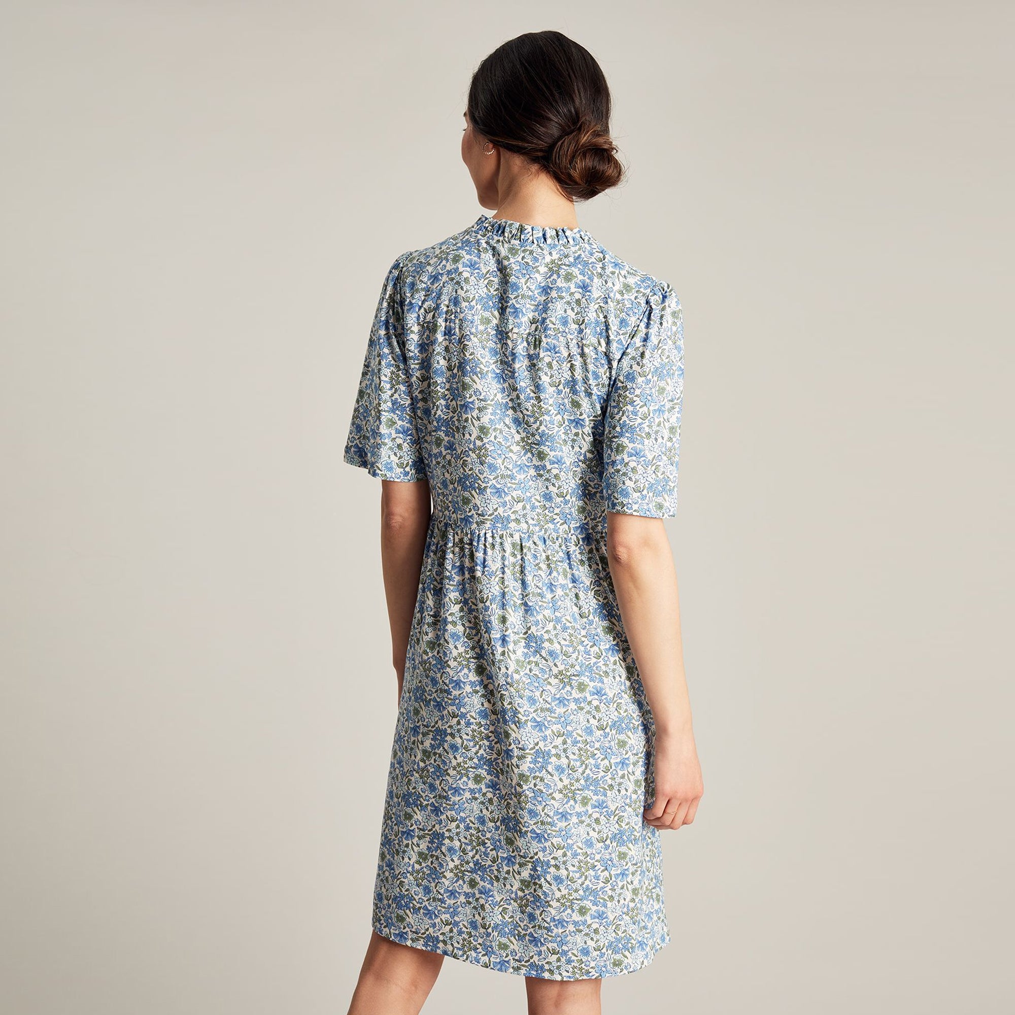Joules Ladies Lotty Frill Dress - Blue Ditsy | Millbry Hill