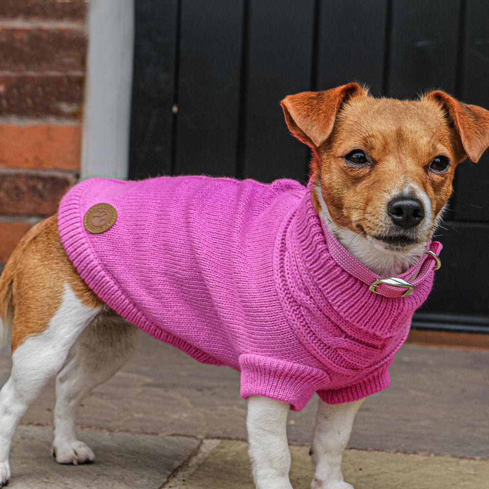 Ancol Cable Knit Dog Jumper#Pink