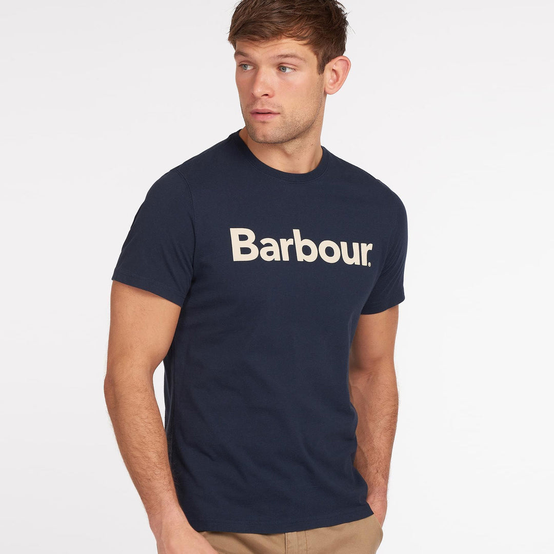 The Barbour Mens Essential Logo Tee in Navy#Navy
