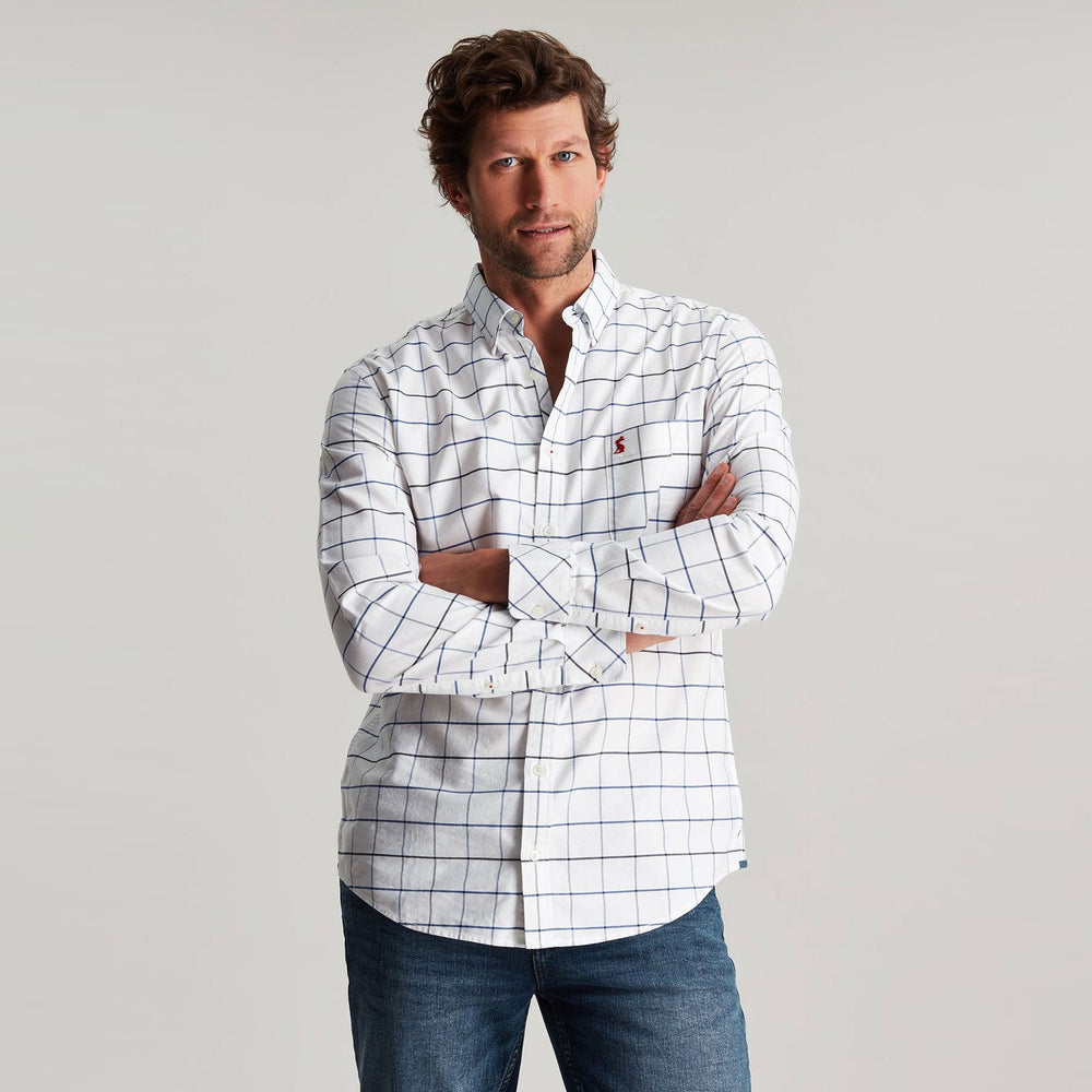 The Joules Mens Welford Classic Long Sleeve Classic Fit Check Shirt in White Check#White Check