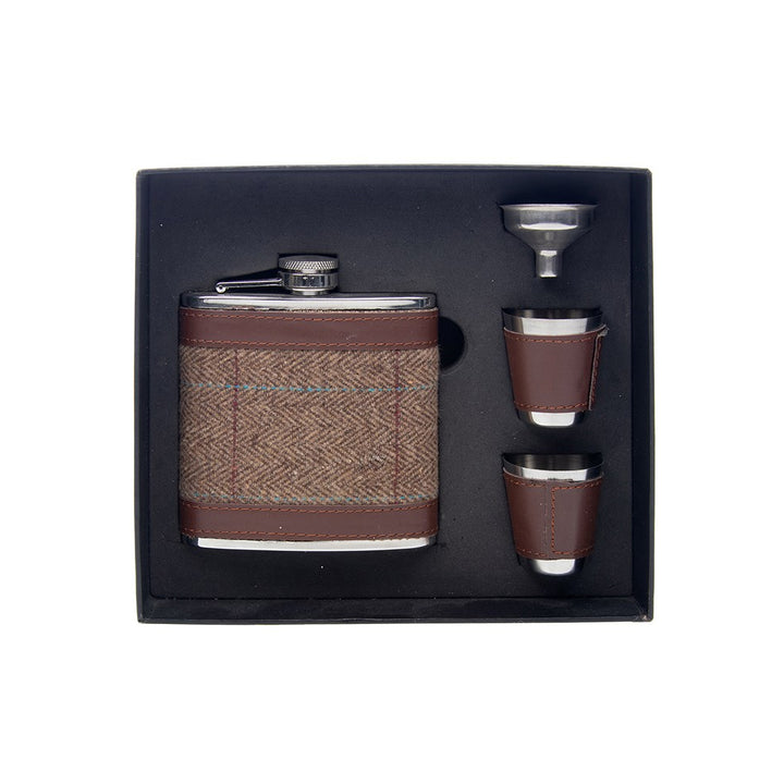 Hip Flask 2 Cups Set Tweed