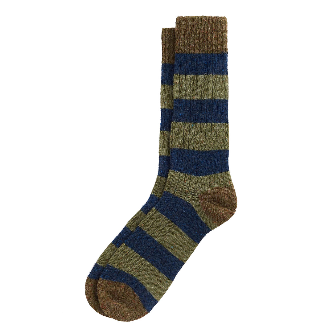 The Barbour Mens Houghton Stripe Sock in Green Print#Green Print