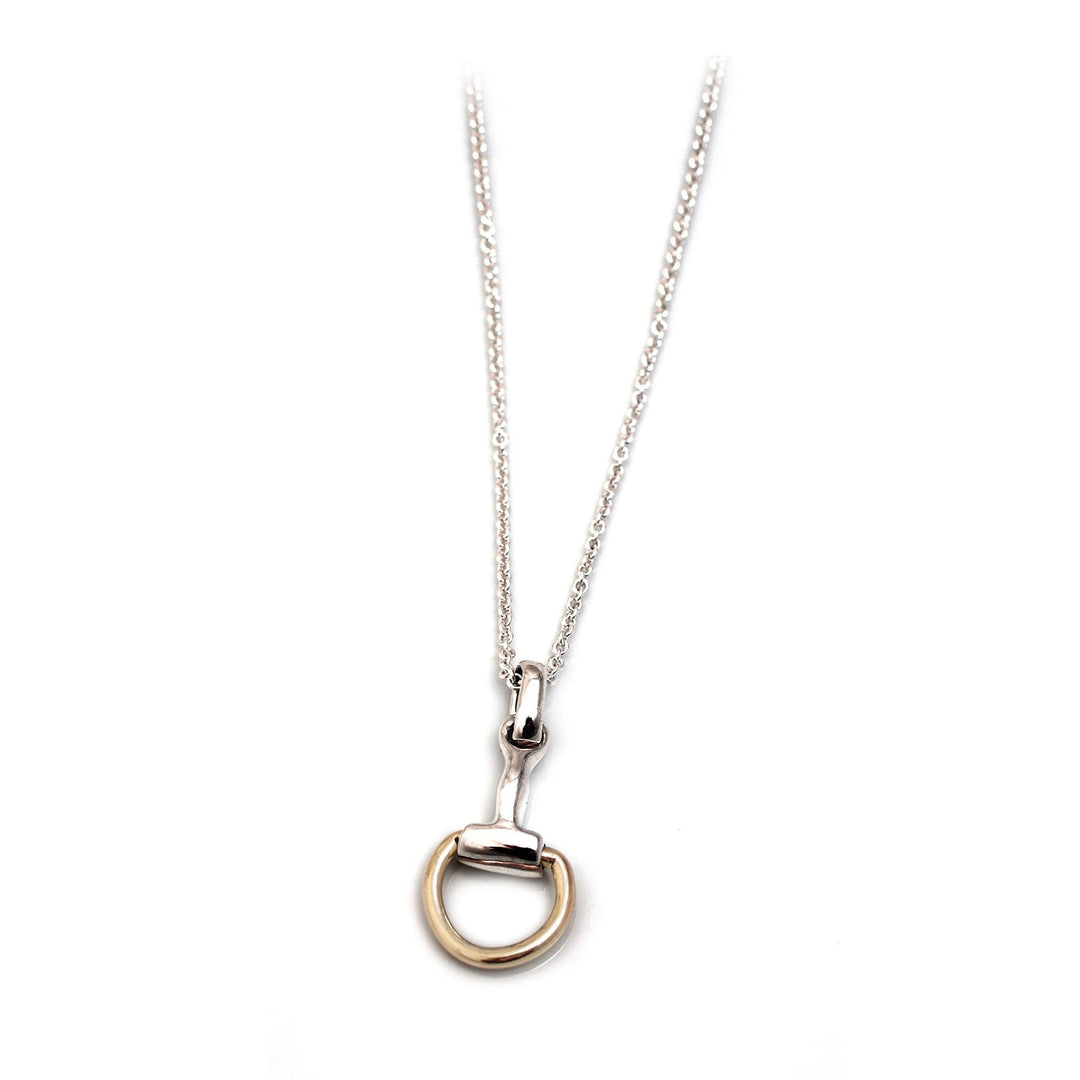 Hiho Silver Two Tone Snaffle Pendant On Fine Trace Chain