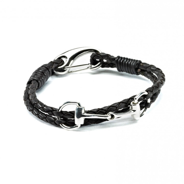 Hiho Silver Exclusive Equestrian Sterling Silver Snaffle Leather Bracelet