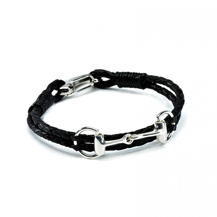 Hiho Silver Exclusive Equestrian Sterling Silver Snaffle Leather Bracelet