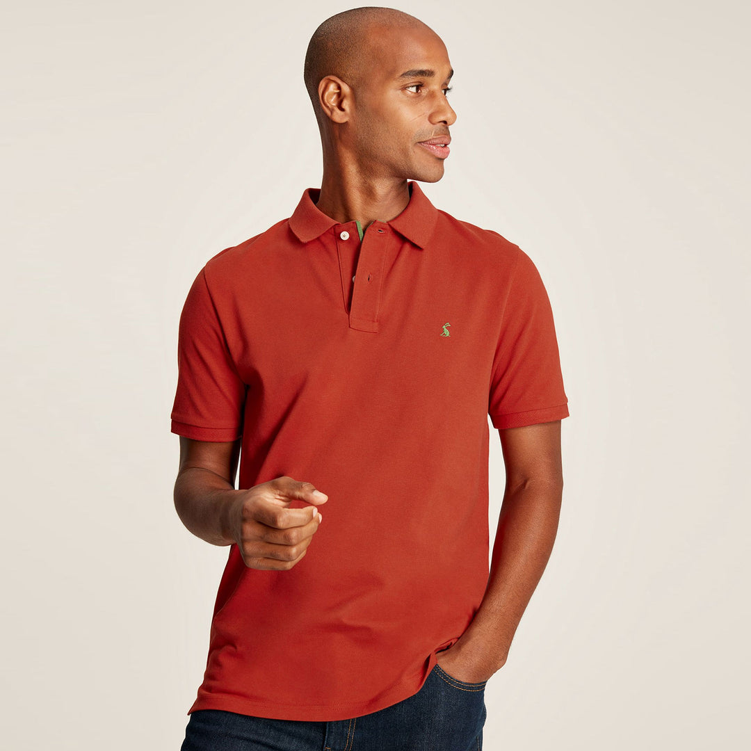 The Joules Mens Classic Woody Polo Shirt in Light Red#Light Red