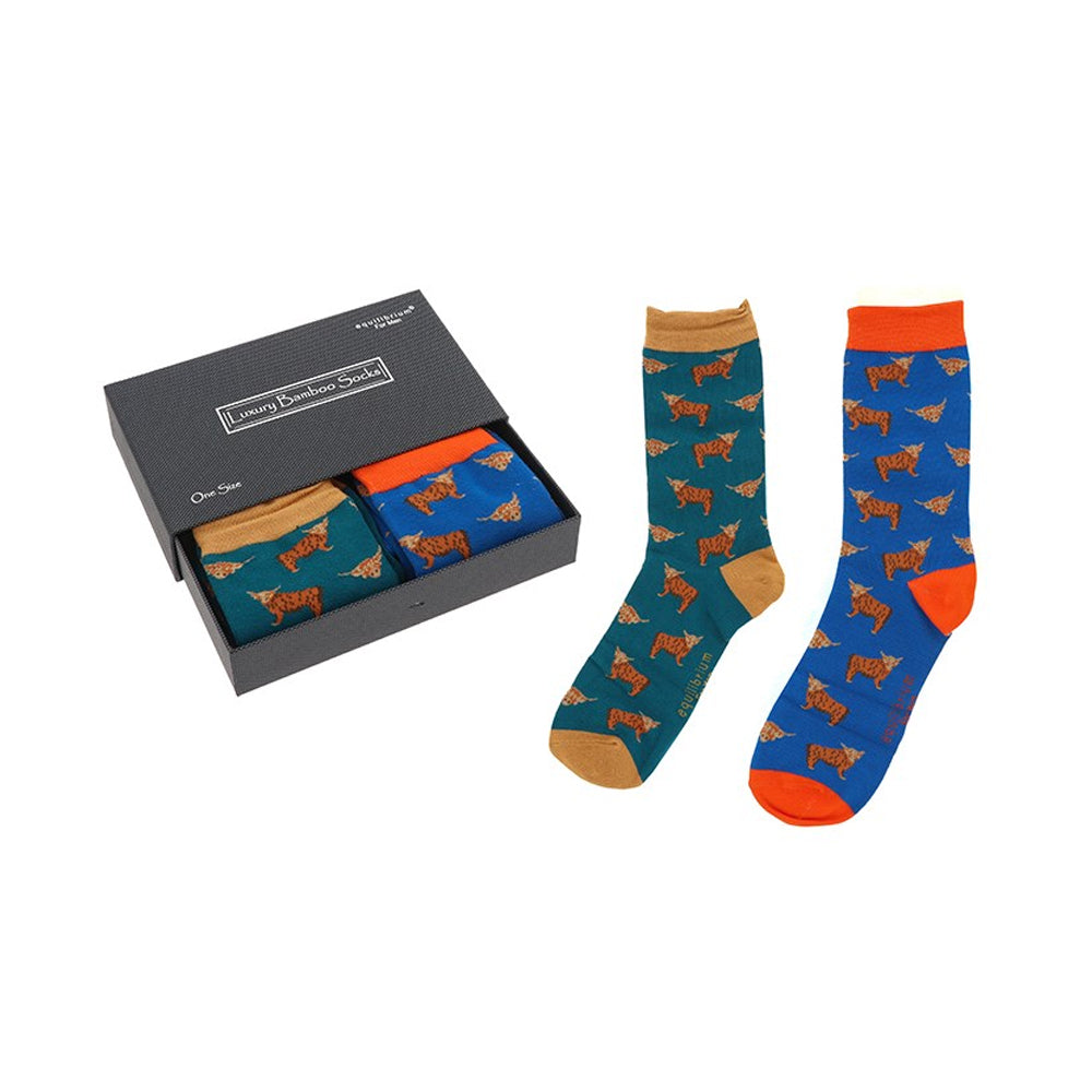 Bamboo Socks Gift Box Highland Coo