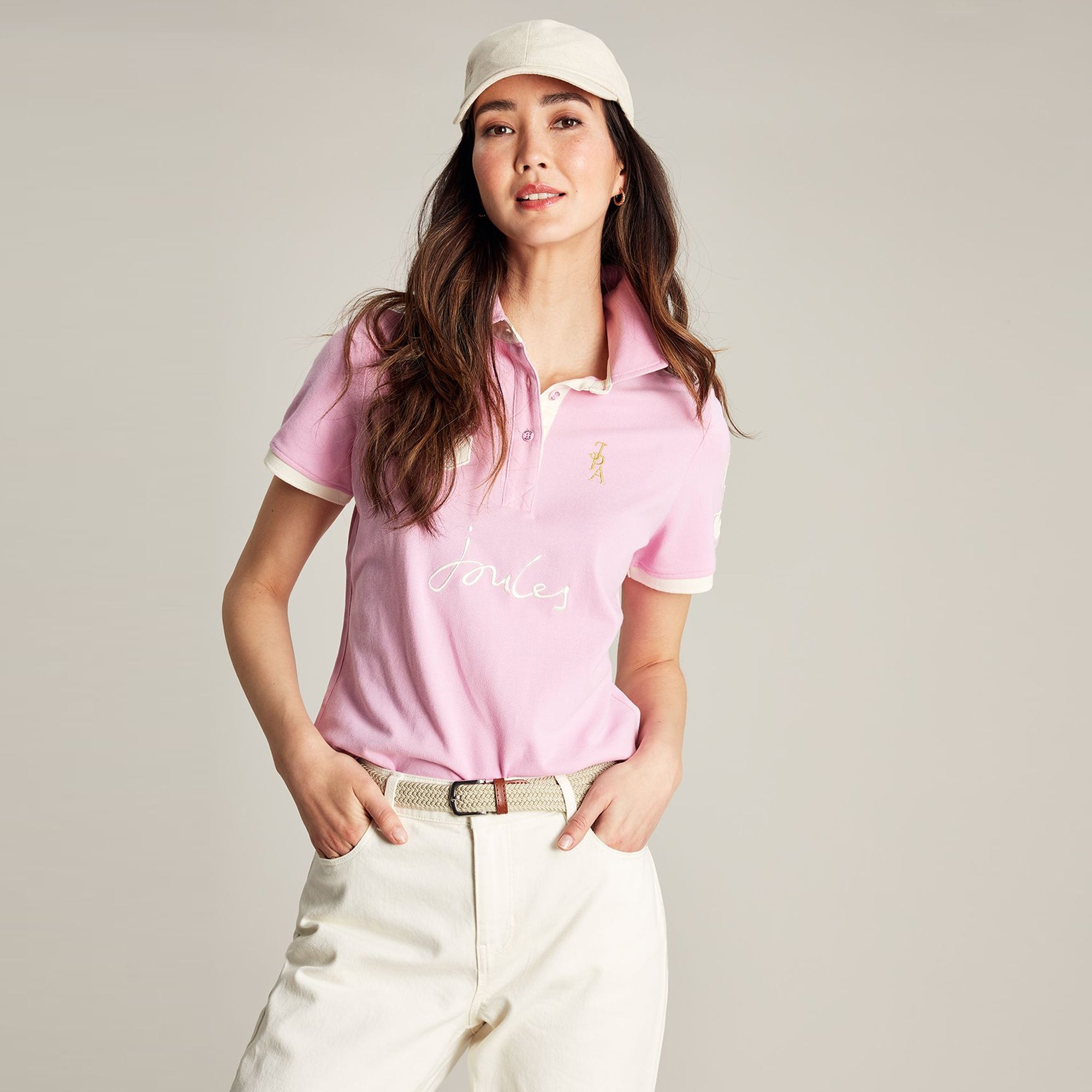 Ladies light pink polo shirt hotsell