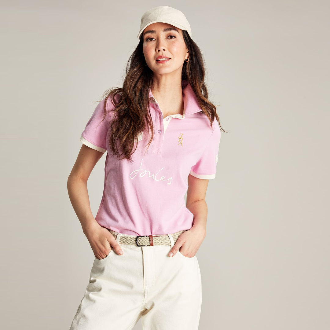 The Joules Ladies Beaufort Polo in Light Pink#Light Pink