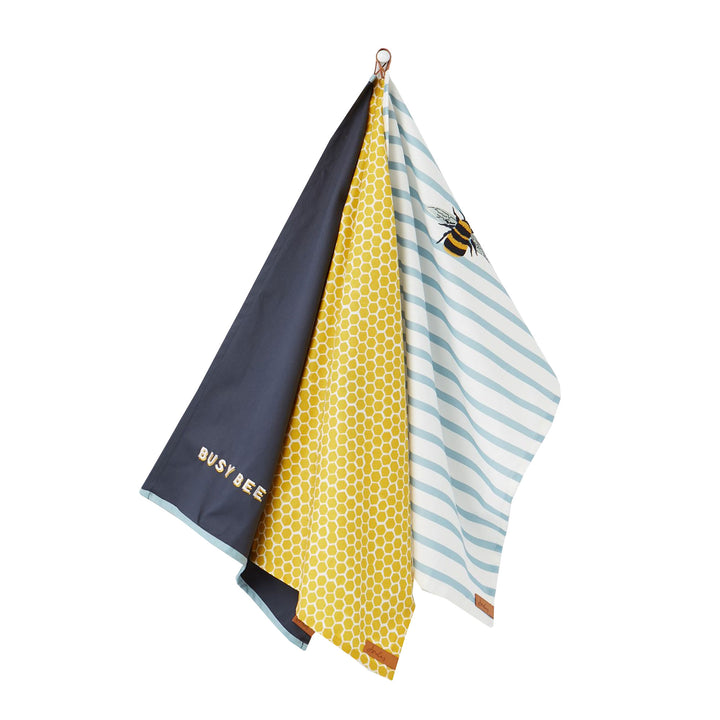 The Joules 3 Pack Tea Towel Set in Yellow Print#Yellow Print