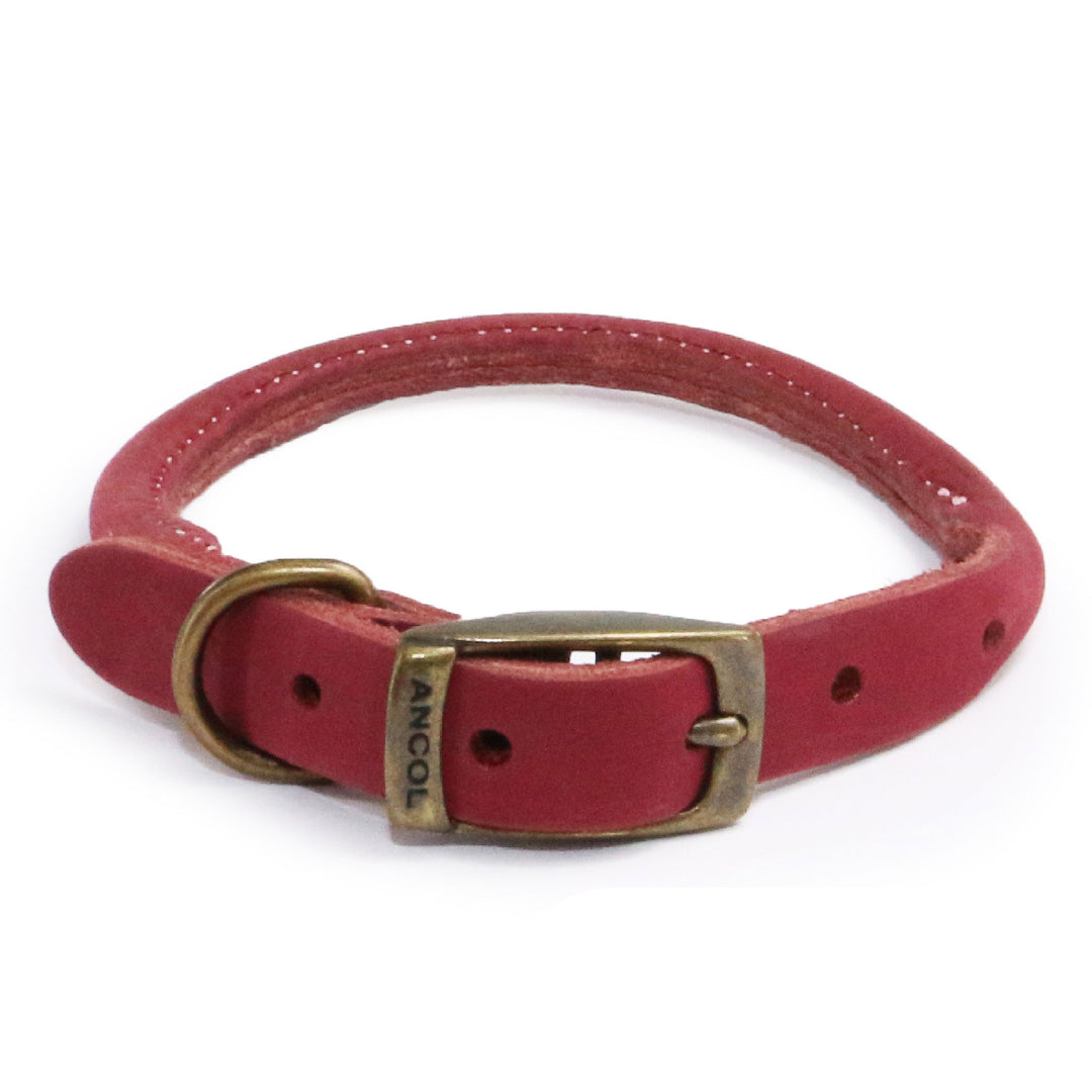 The Ancol Timberwolf Leather Round Collar in Pink#Pink