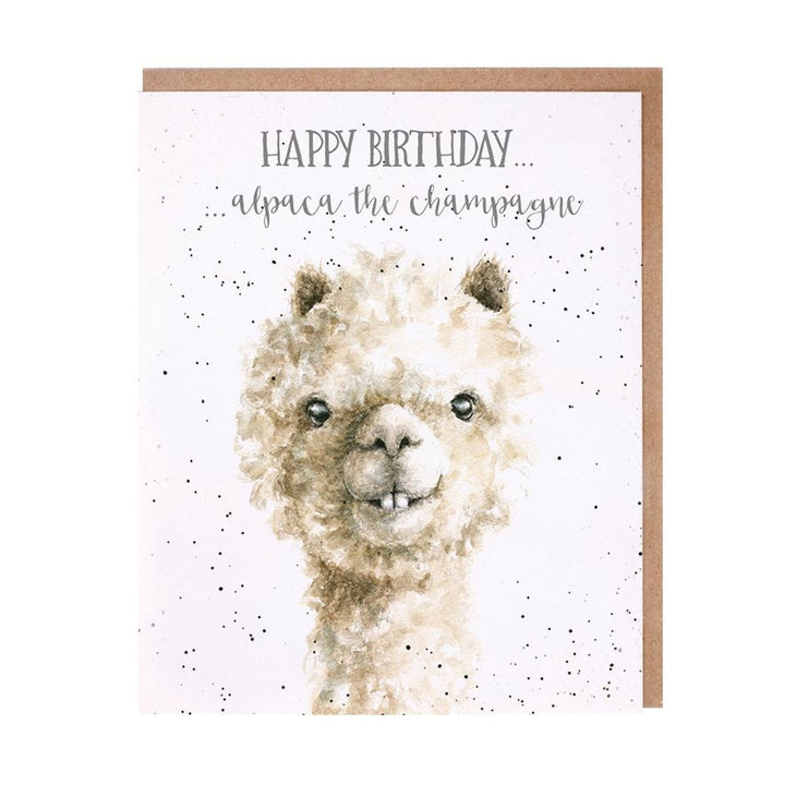 Wrendale Alpaca Champagne Greetings Card