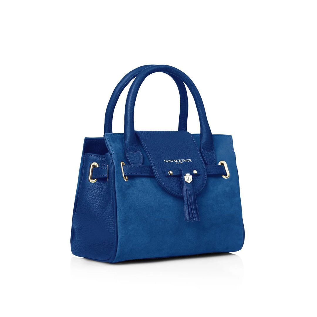 Fairfax & Favor Limited Edition Porto Blue Suede Mini Windsor Handbag