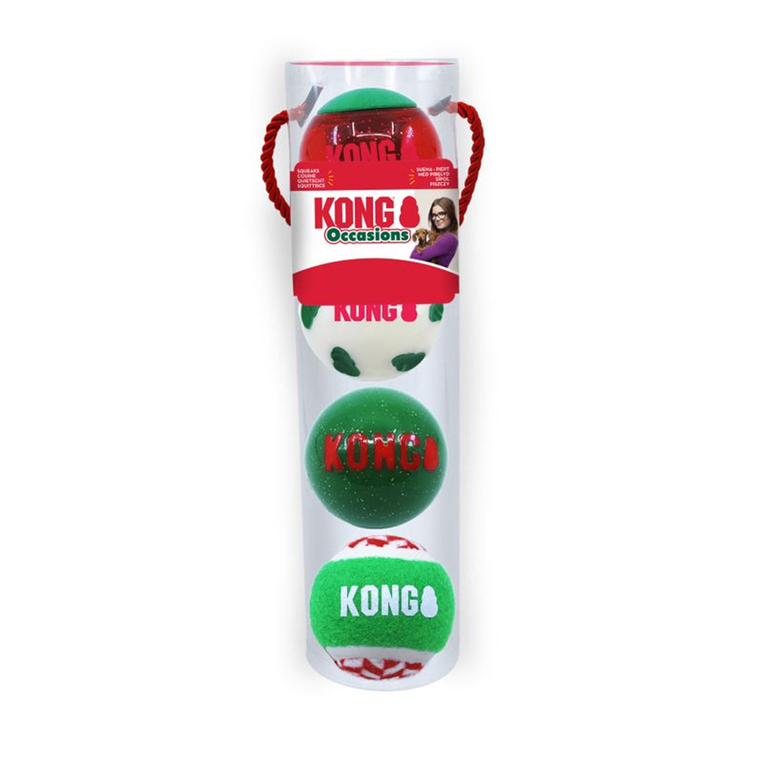 Kong Christmas Holiday Occasions Balls 4 Pack Medium