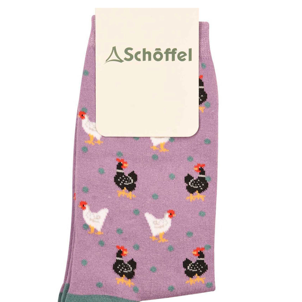 The Schoffel Ladies Single Cotton Socks in Purple Print#Purple Print