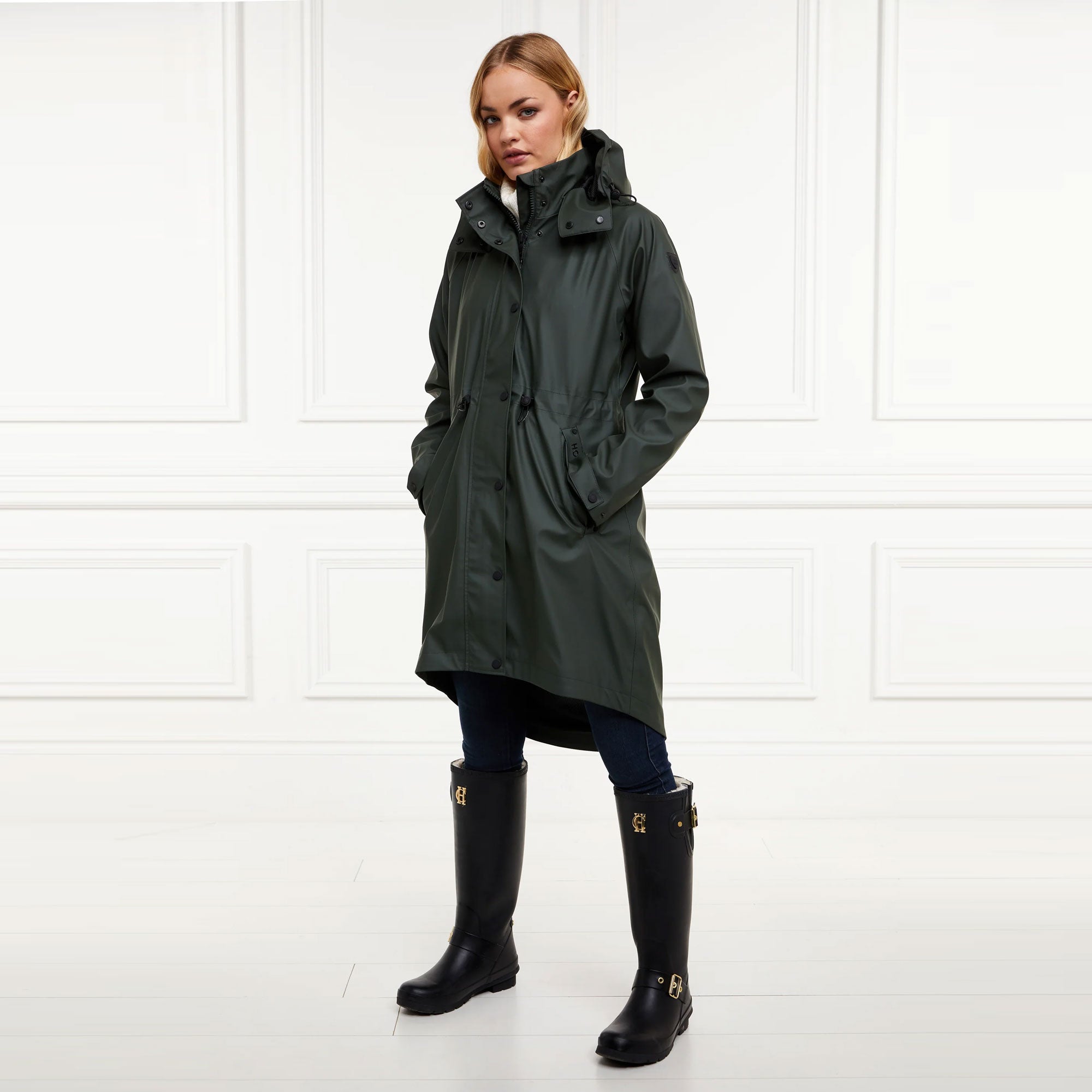 Holland Cooper Ladies Chartwell Rain Parka Green Millbry Hill