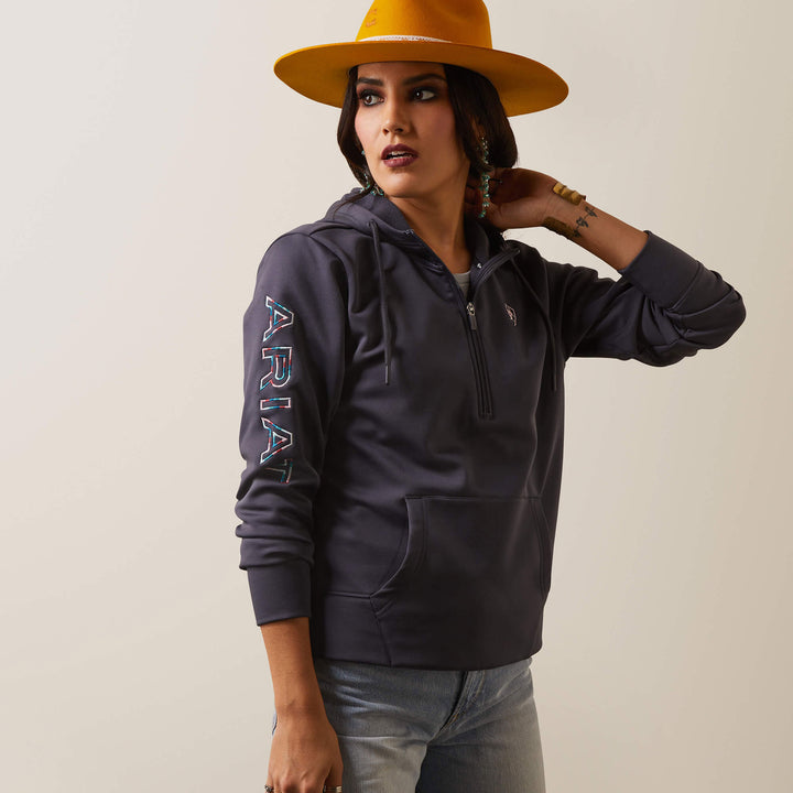 The Ariat Ladies Tek Team Hoodie in Gunmetal#Gunmetal