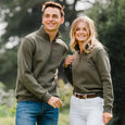 The Beaumont & Bear Unisex Tuckenhay Quarter Zip in Khaki#Khaki