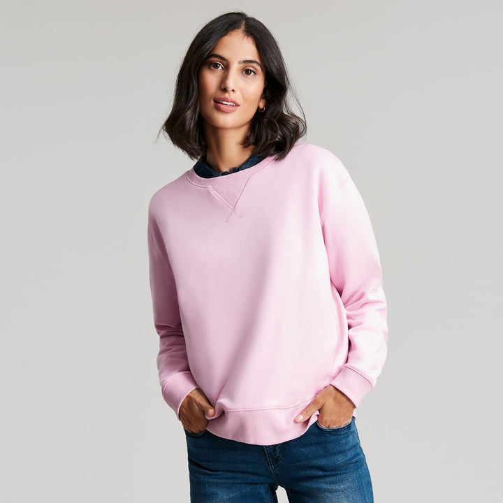 The Joules Ladies Monique Crew Neck Sweatshirt in Light Pink#Light Pink