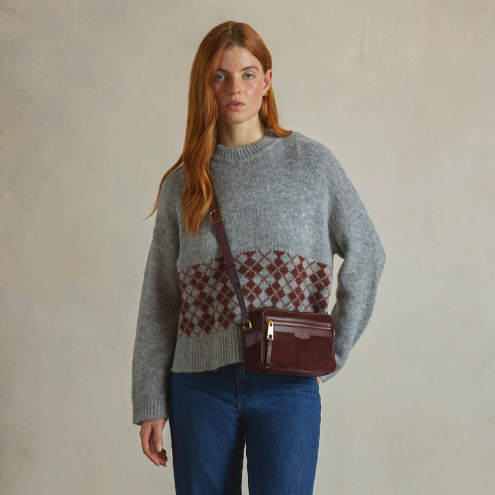 Fairfax & Favor Fulham Cross Body Bag - Port Suede