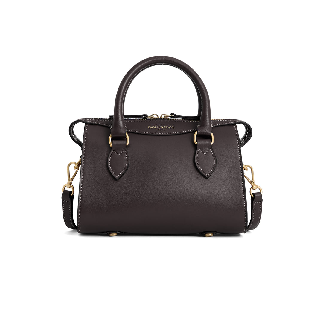 Fairfax & Favor Mini Kew Top Handle Bag - Mahogany Leather