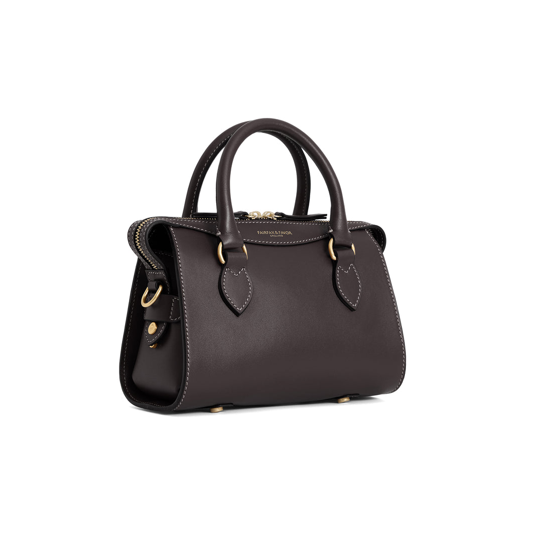 Fairfax & Favor Mini Kew Top Handle Bag - Mahogany Leather