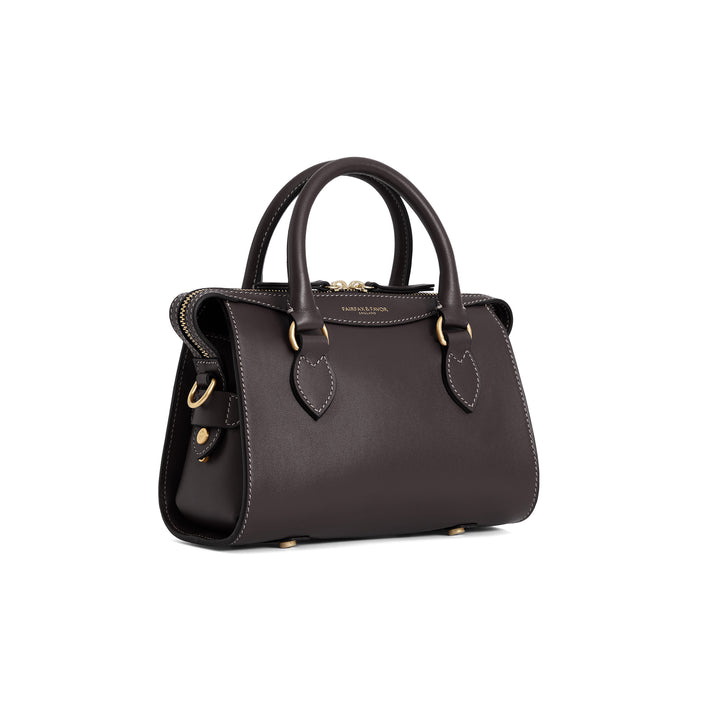 Fairfax & Favor Mini Kew Top Handle Bag - Mahogany Leather
