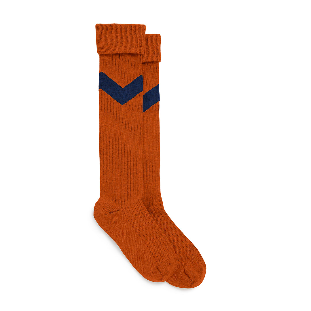 Fairfax & Favor Ladies Knee High Chevron Socks - Burnt Orange