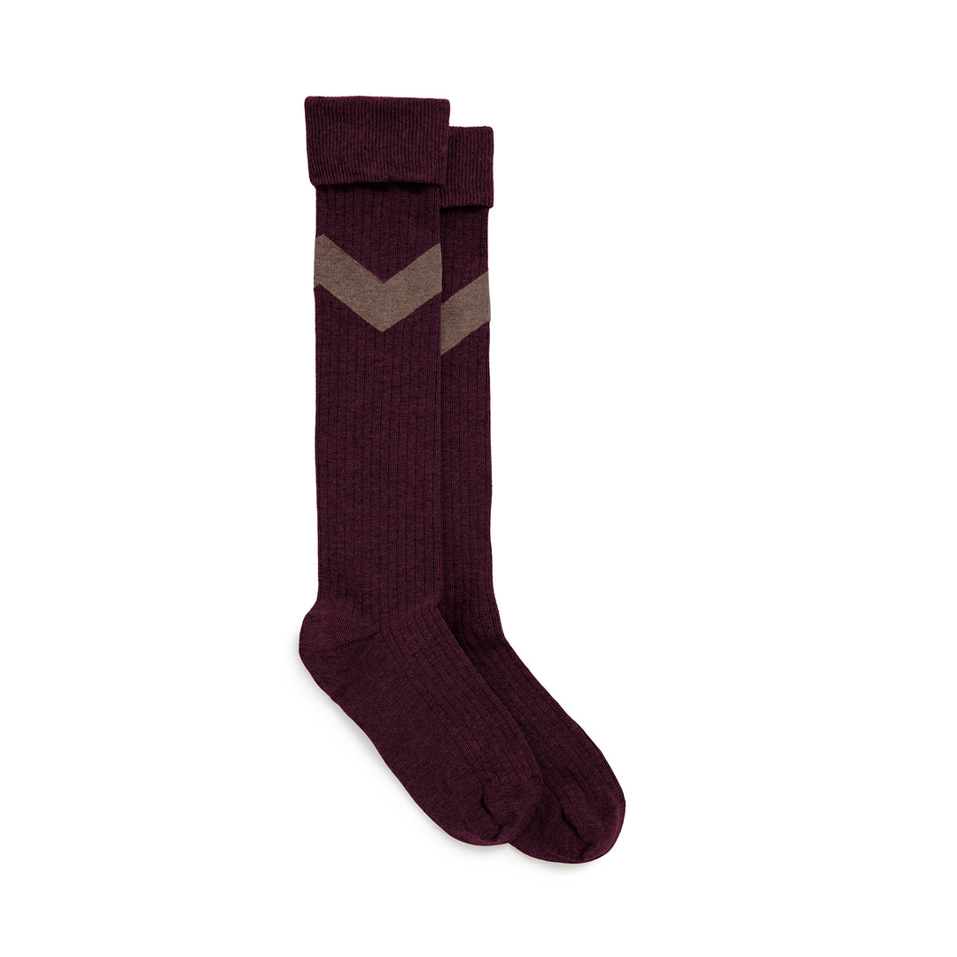 Fairfax & Favor Ladies Knee High Chevron Socks - Port
