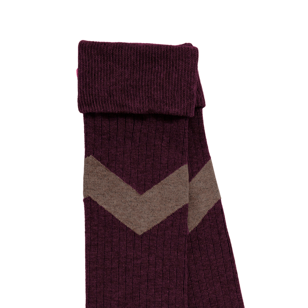Fairfax & Favor Ladies Knee High Chevron Socks - Port