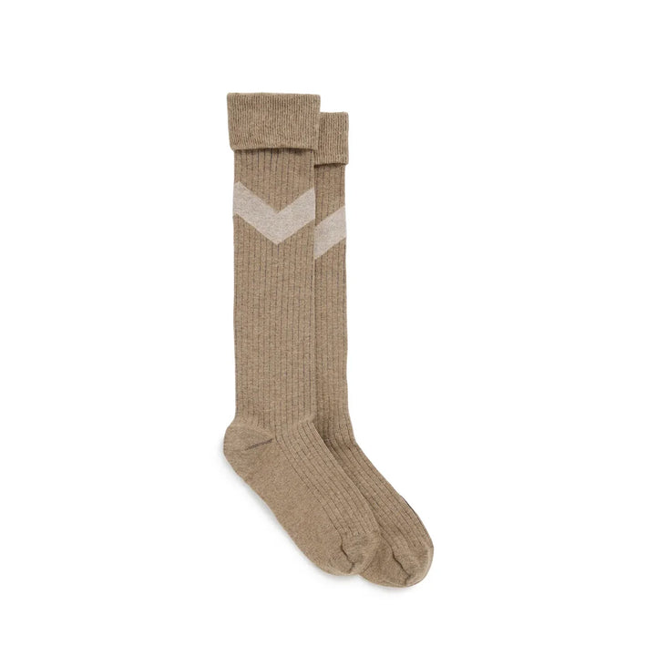 Fairfax & Favor Ladies Knee High Chevron Socks - Sand