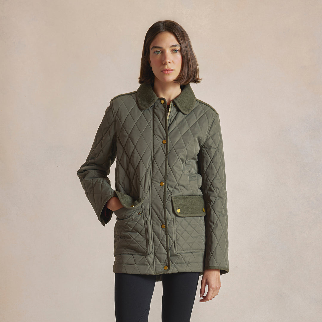 Fairfax & Favor Ladies The Lorna Quilted Wool Jacket - Khaki