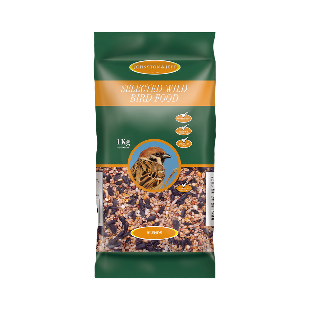 Johnston & Jeff Selected Wild Bird Food Husk & Wheat Free Food With Suet 1kg