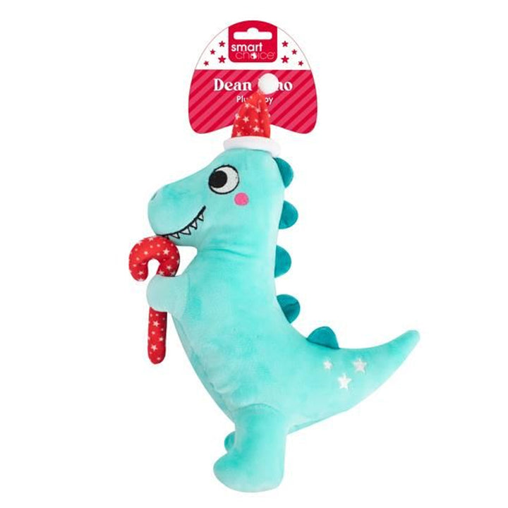 Smart Choice Christmas Squeaky Plush Dinosaur Dog Toy