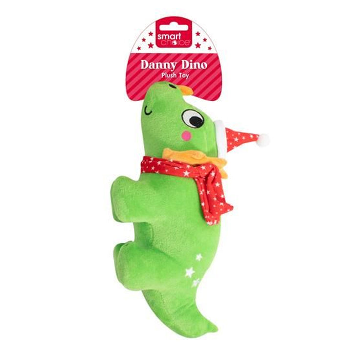 Smart Choice Christmas Squeaky Plush Dinosaur Dog Toy