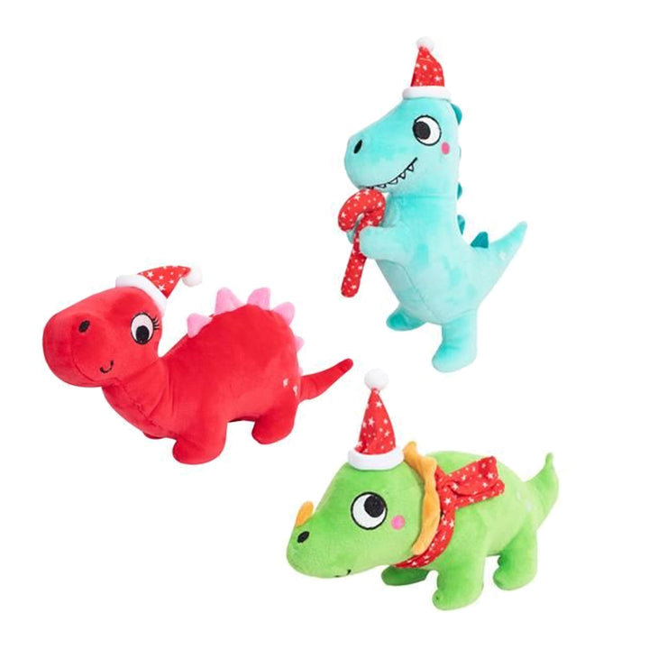 Smart Choice Christmas Squeaky Plush Dinosaur Dog Toy