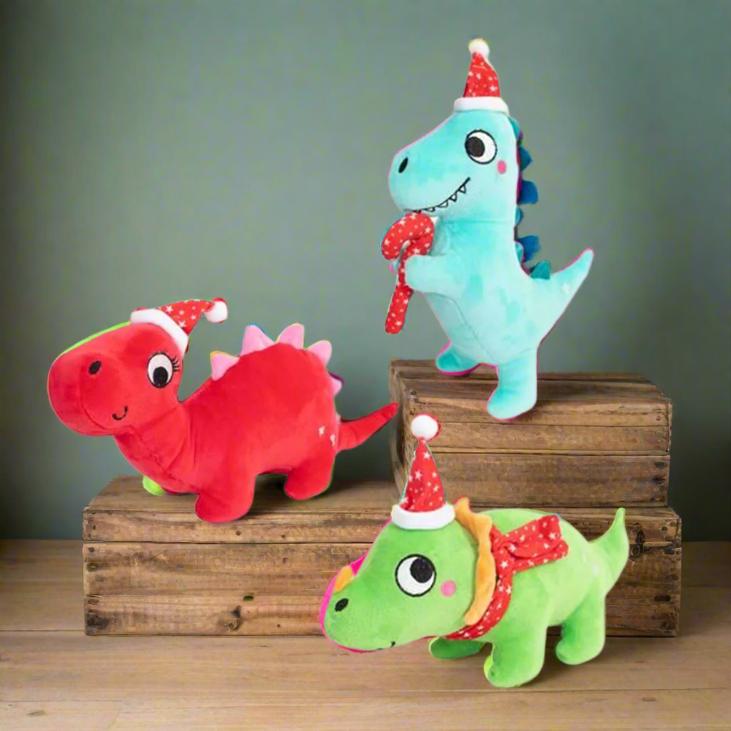 Smart Choice Christmas Squeaky Plush Dinosaur Dog Toy