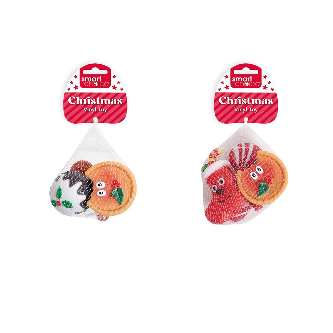 Smart Choice Festive Squeaky Vinyl Dog Toy 3 Pack