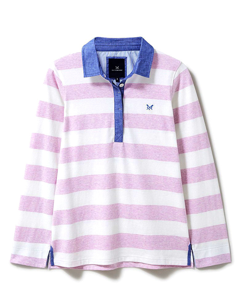 Crew Ladies Perfect Crew Slub T-Shirt#Pink Stripe