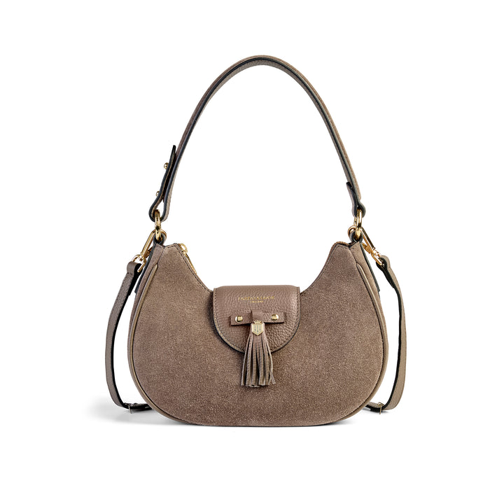 Fairfax & Favor Windsor Shoulder Bag - Deep Taupe Suede