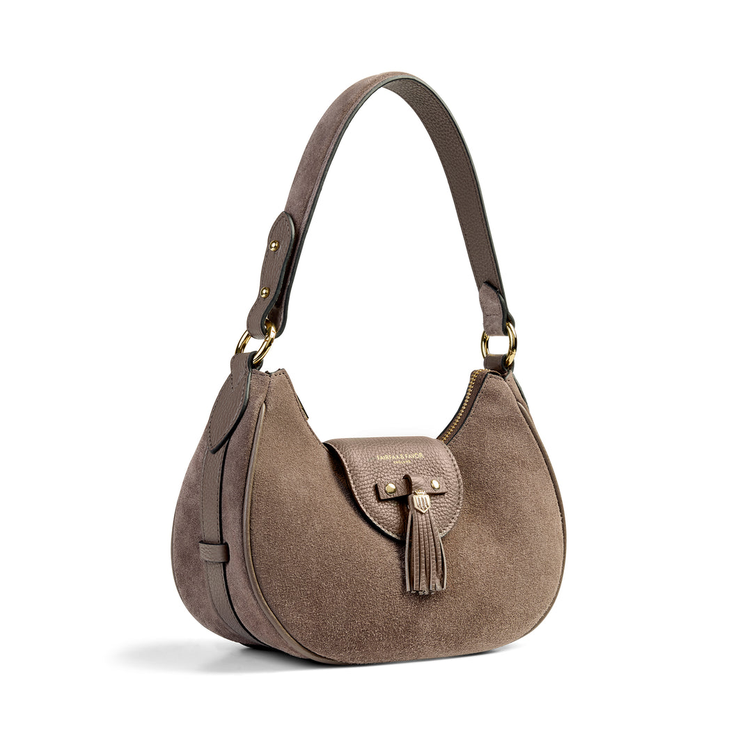 Fairfax & Favor Windsor Shoulder Bag - Deep Taupe Suede