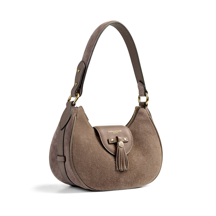 Fairfax & Favor Windsor Shoulder Bag - Deep Taupe Suede