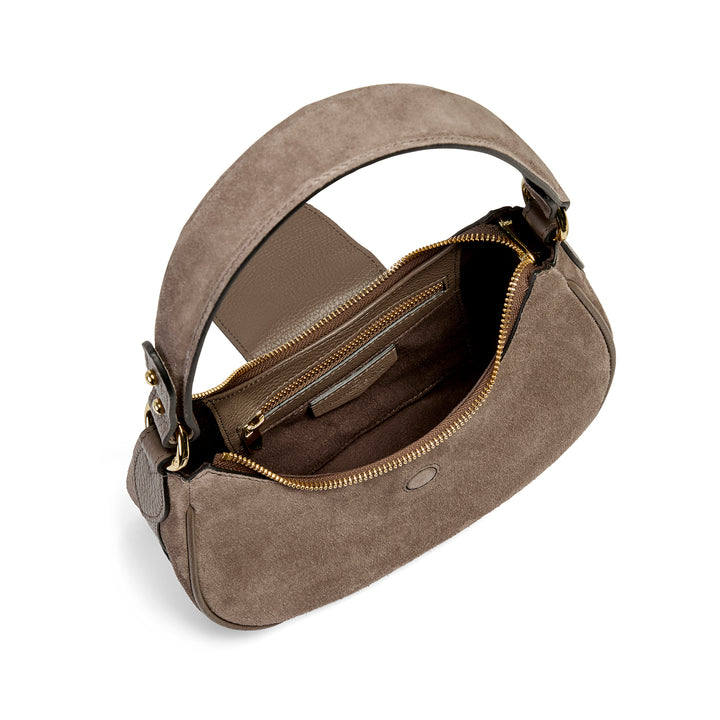 Fairfax & Favor Windsor Shoulder Bag - Deep Taupe Suede
