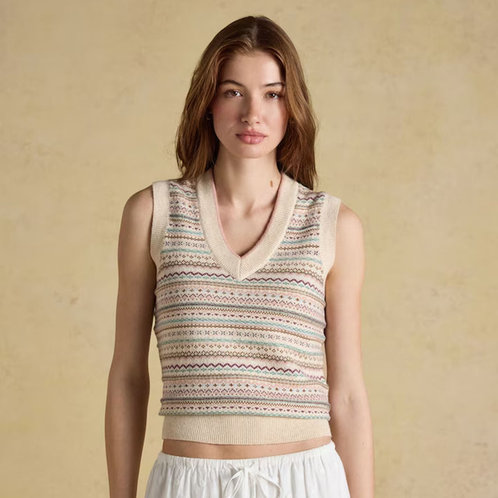 Joules Ladies Fair Isle V Neck Tank