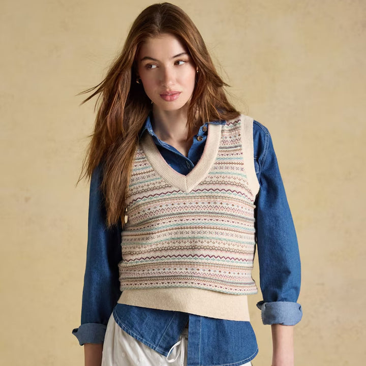 Joules Ladies Fair Isle V Neck Tank