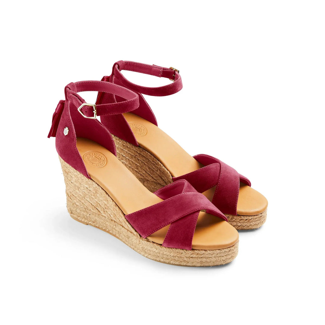Fairfax & Favor Ladies Limited Edition Cherry Suede Valencia Wedges
