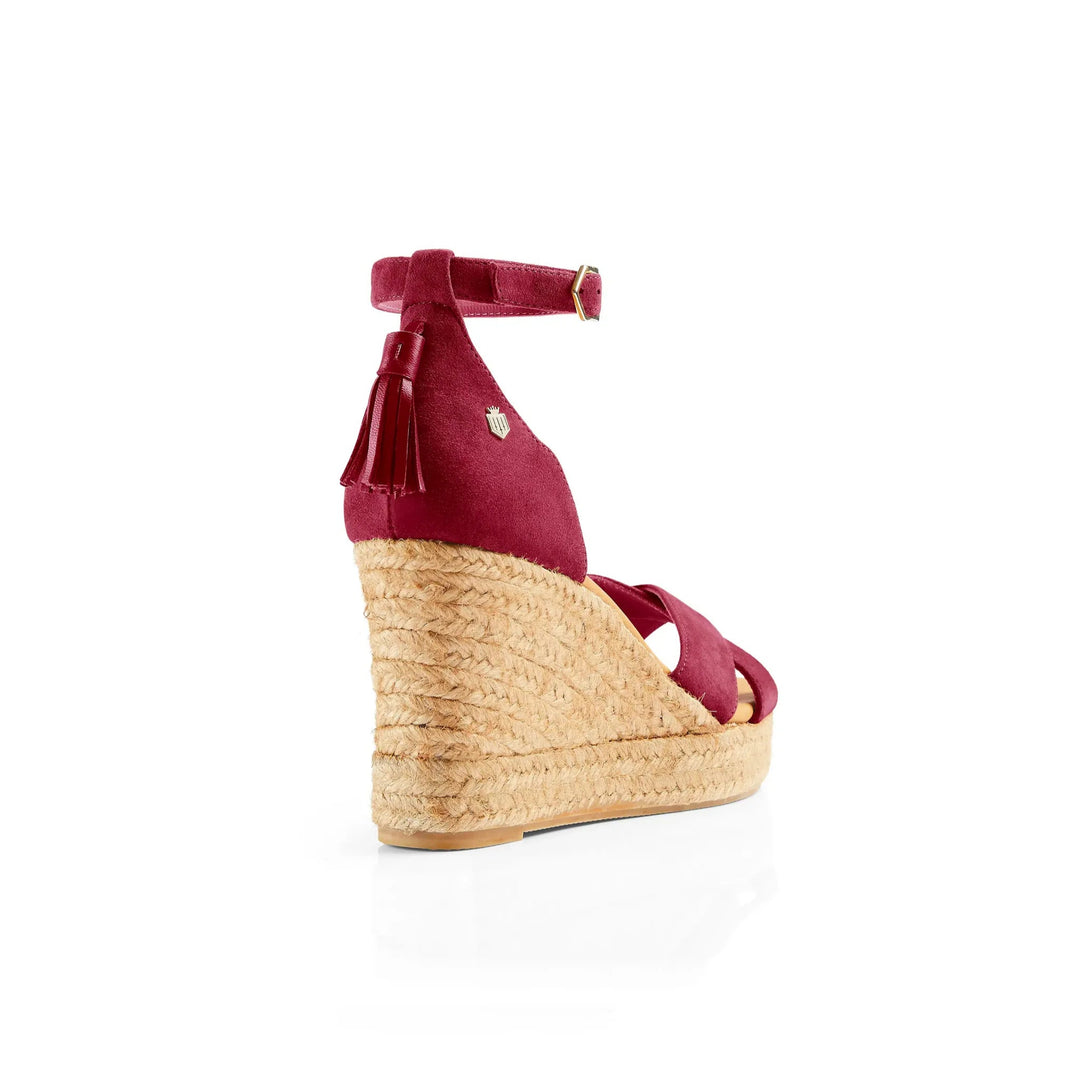 Fairfax & Favor Ladies Limited Edition Cherry Suede Valencia Wedges